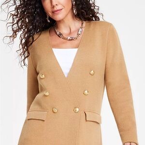 INC international concepts Elegant Tan Double-Breasted Women's Jacket